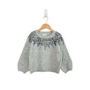 Girls' Grey Sequin Yoke Sweater - Kids Shirt & Top